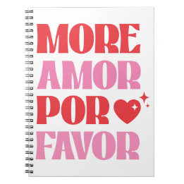 Retro More Amor Por Favour Red and Pink Trendy Notebook