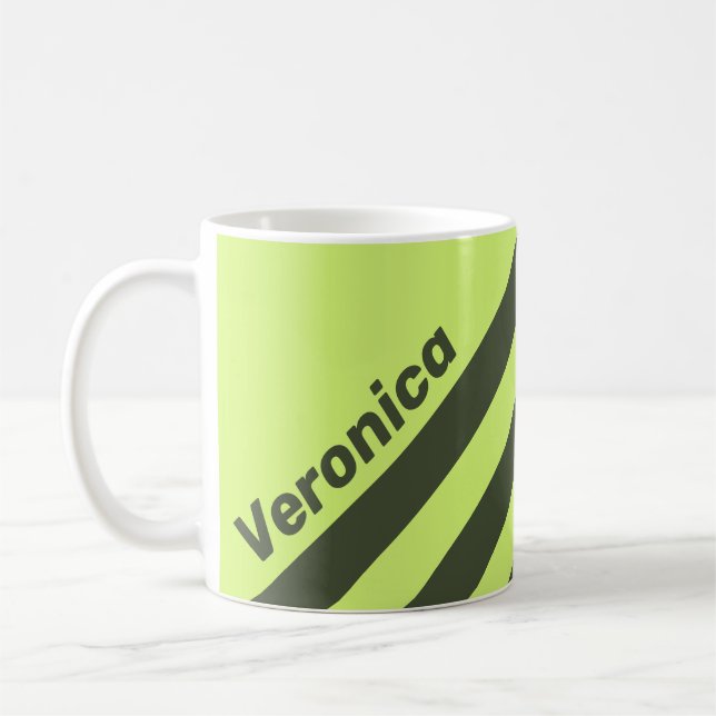 Retro Moss Fade Three Stripes with Name Coffee Mug (Left)