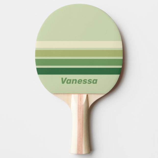 Retro Moss Rainbow Across Striping with Name Ping Pong Paddle (Front)