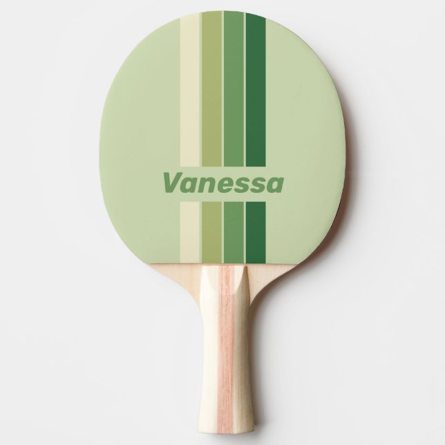 Retro Moss Rainbow Pin Striping with Name Ping Pong Paddle (Front)