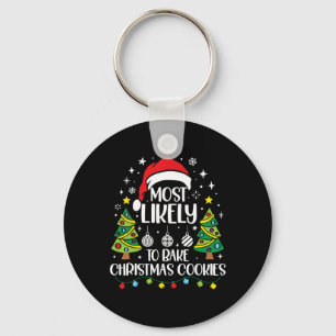 Retro Most Likely To Bake Christmas Cookies Family Keychain