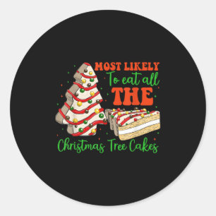 Retro Most Likely To Eat All The Christmas Tree Ca Classic Round Sticker