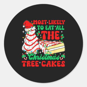 Retro Most Likely To Eat All The Christmas Tree Ca Classic Round Sticker