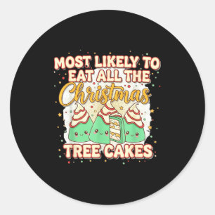 Retro Most Likely To Eat All The Christmas Tree Ca Classic Round Sticker