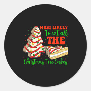 Retro Most Likely To Eat All The Christmas Tree Ca Classic Round Sticker