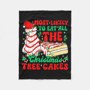 Retro Most Likely To Eat All The Christmas Tree Ca Fleece Blanket