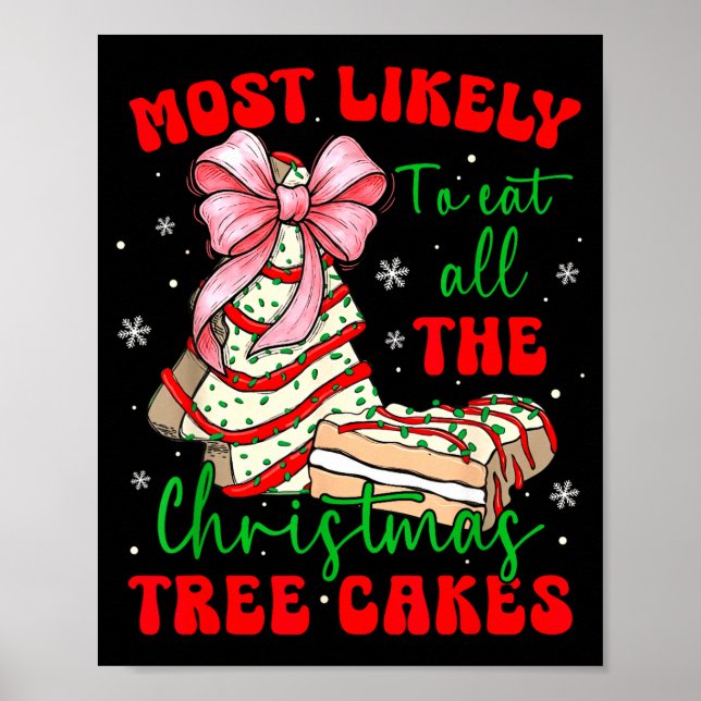Retro Most Likely To Eat All The Christmas Tree Ca Poster (Front)