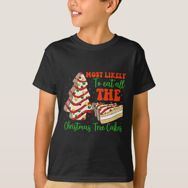 Retro Most Likely To Eat All The Christmas Tree Ca T-Shirt (Front)