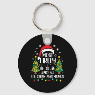 Retro Most Likely To Watch All The Christmas Movie Keychain