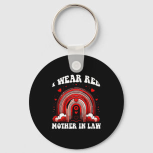Retro Mother In Law Heart Disease Awareness Rainbo Keychain