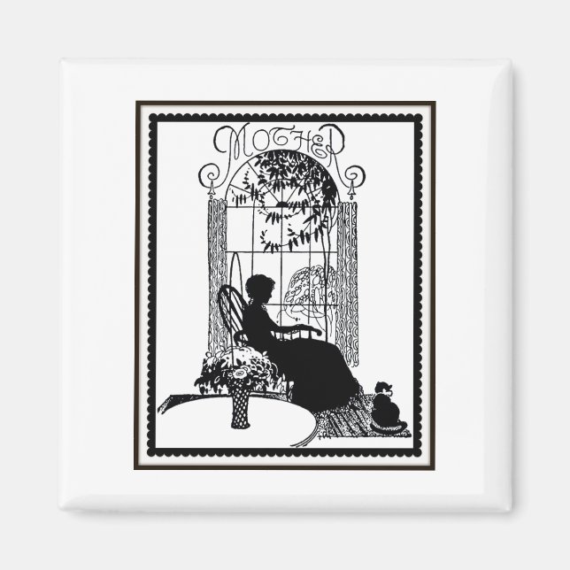 Retro Mother Silhouette Magnet (Front)