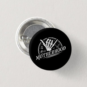 Retro Motherhood Rock Skeleton Sarcastic Mom Gifts 1 Inch Round Button