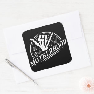 Retro Motherhood Rock Skeleton Sarcastic Mom Gifts Square Sticker