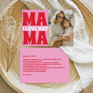 Retro Mothers Day Photo Pink Red Card