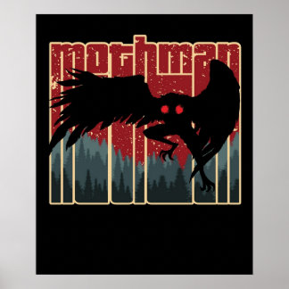 Retro Mothman  Cool Vintage Cryptid Cartoon  Origi Poster
