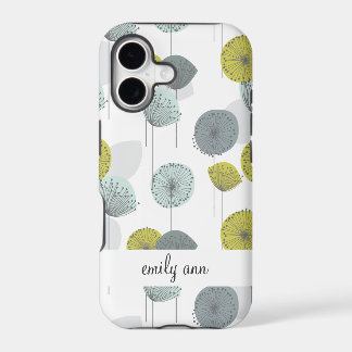 Rétro motif de fleurs vert de pavots