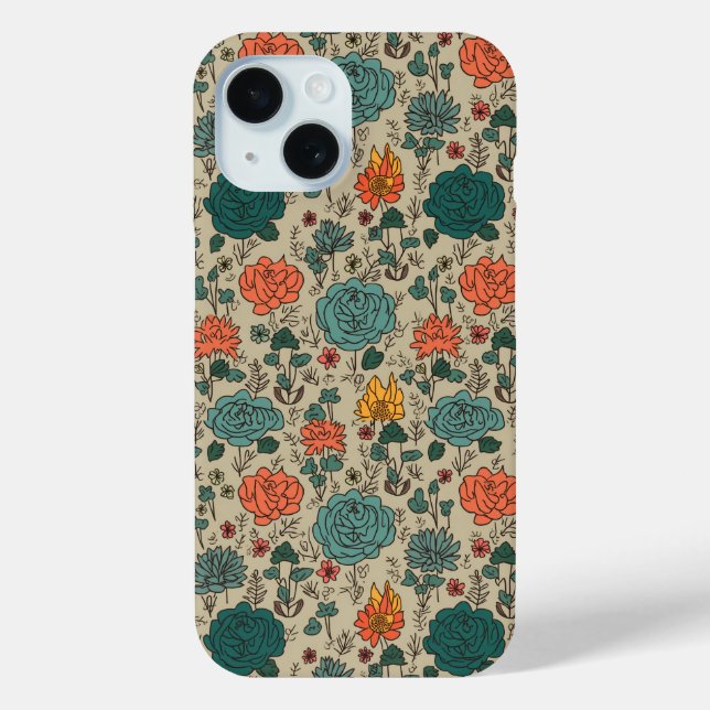Retro Motif iPhone 15 Coque (Verso)