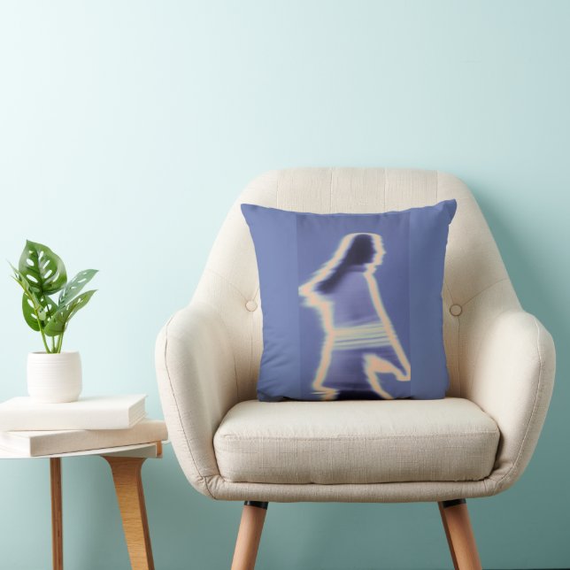 Retro Motion Blur Silhouette Abstract Throw Pillow (Chair)