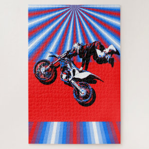 Retro Motocross Rider Design Jigsaw Puzzle