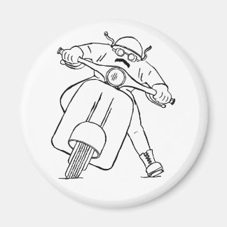 Retro Motor Scooter Rider With Moustache Magnet