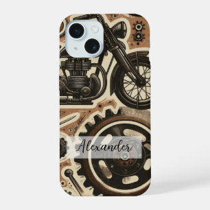 Retro Motorbike and Gears Phone Case