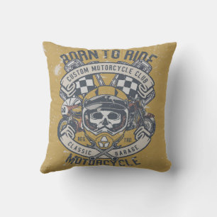 Retro Motorcycle Design Throw Pillow