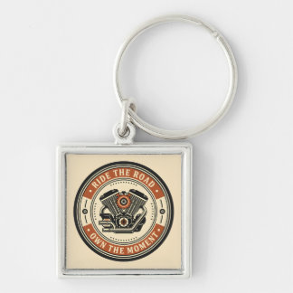 Retro Motorcycle Engine Badge Style Keychain