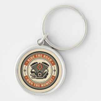 Retro Motorcycle Engine Badge Style Keychain