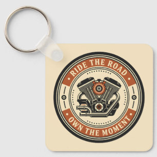 Retro Motorcycle Engine Badge Style Keychain