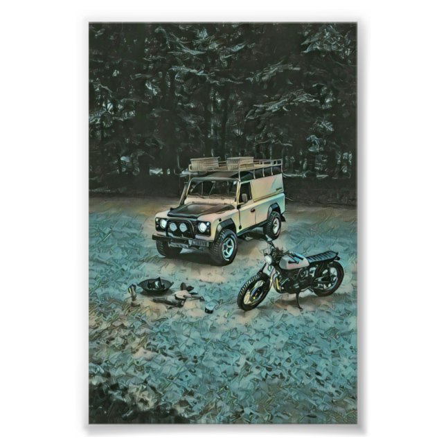 Retro motorcycle gift photo print (Front)