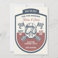 Retro motorcycle racing wedding