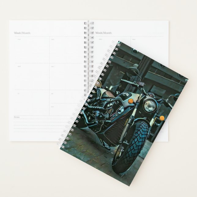 retro motorcycles motorcyclist gift planner (Display)