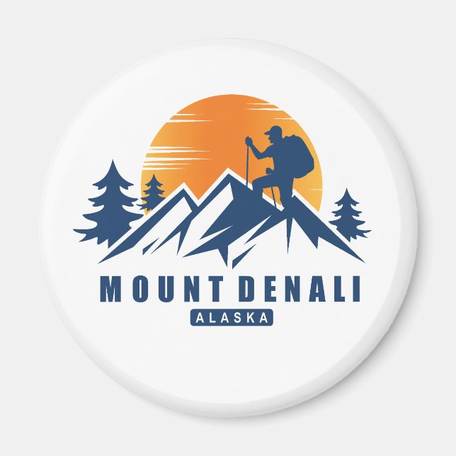 Retro Mount Denali Hike T-Shirt Magnet (Front)