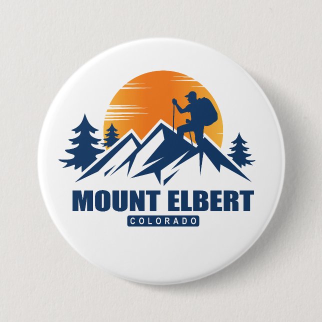 Retro Mount Elbert Hike T-Shirt 3 Inch Round Button (Front)