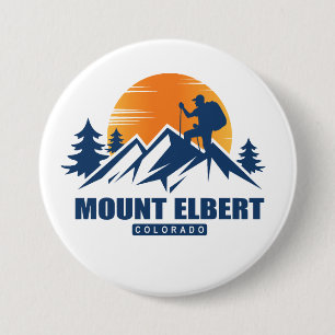 Retro Mount Elbert Hike T-Shirt 3 Inch Round Button