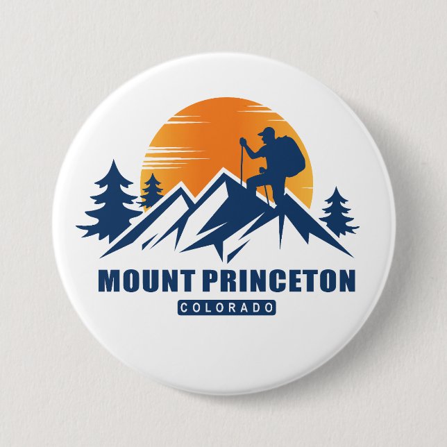 Retro Mount Princeton Hike T-Shirt 3 Inch Round Button (Front)