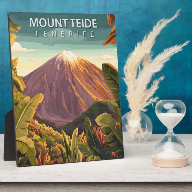 Retro Mount Teide Tenerife Canary Islands Plaque (Side)