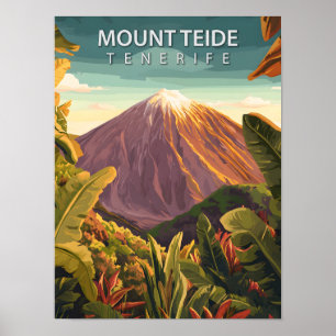 Retro Mount Teide Tenerife Canary Islands Poster