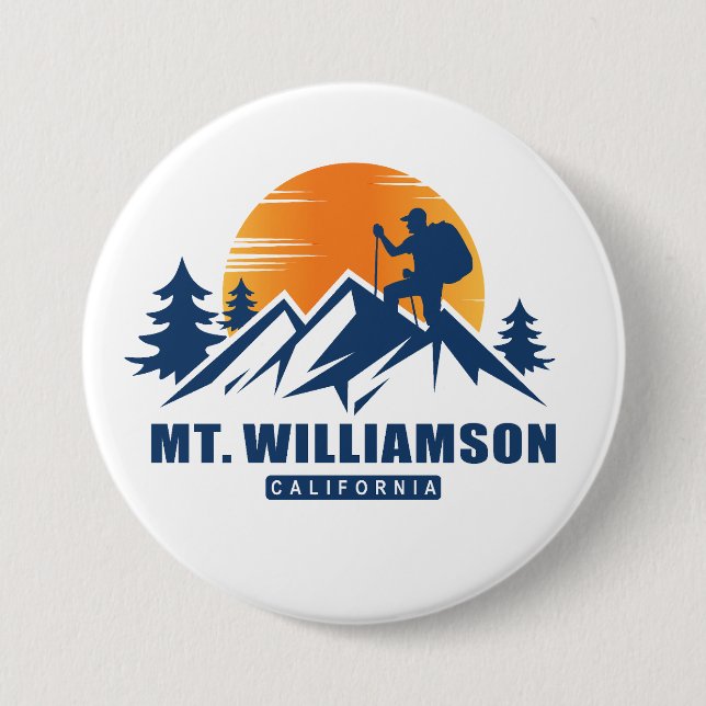 Retro Mount Williamson Hike T-Shirt 3 Inch Round Button (Front)