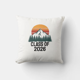 Retro Mountain Adventure Peak Throw Pillow