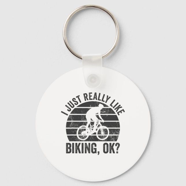 Retro Mountain Bike I Just Really Like Biking Ok B Keychain (Front)