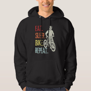 Retro Mountain Biking Bicycle Cycling Eat Sleep Bi Hoodie