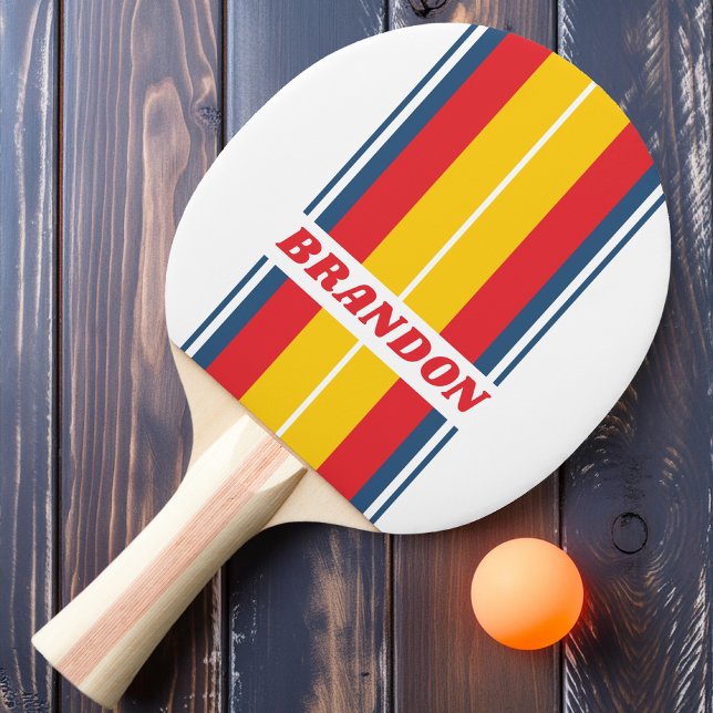 Retro Mountain Board Stripes with Name Ping Pong Paddle (Creator Uploaded)