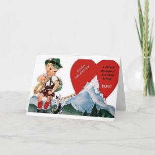 Retro Mountain Climber Valentine's Day Card