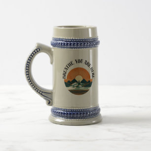 Retro mountain design with rising sun – Minimalist Beer Stein