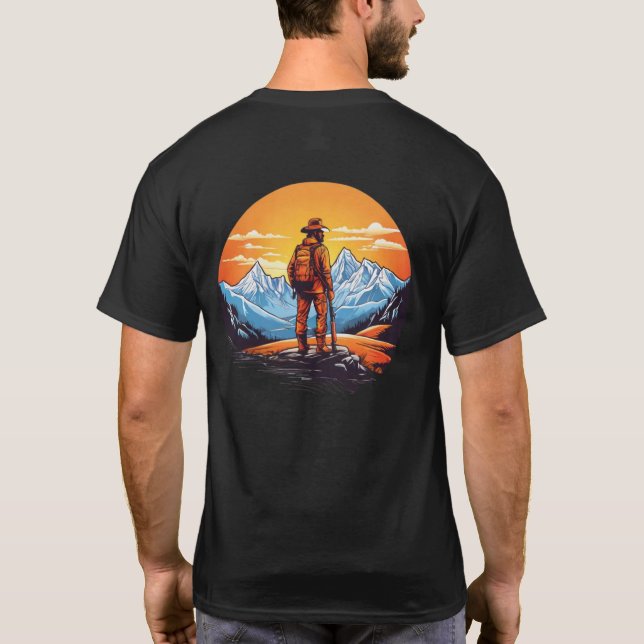Retro Mountain Explorer Hiking Adventure T-Shirt | (Back)