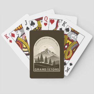 Retro Mountain Family Vacation Brown ID1136 Playing Cards