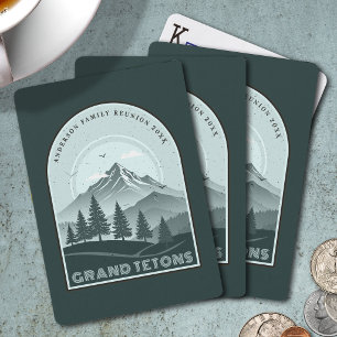 Retro Mountain Family Vacation Teal ID1136 Playing Cards