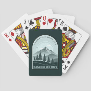 Retro Mountain Family Vacation Teal ID1136 Playing Cards