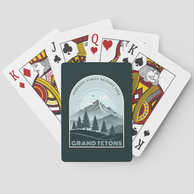 Retro Mountain Family Vacation Teal ID1136 Playing Cards (Back)